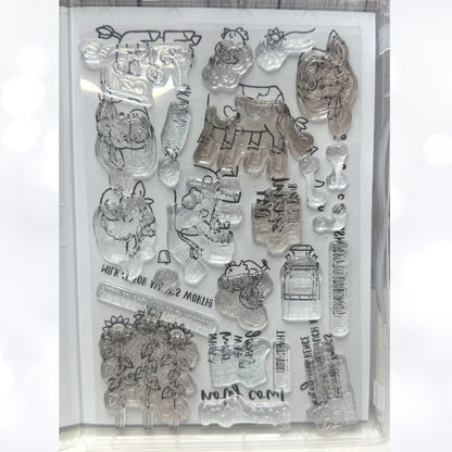Stampin Up CUTEST COWS Farm Animals Rubber Stamps