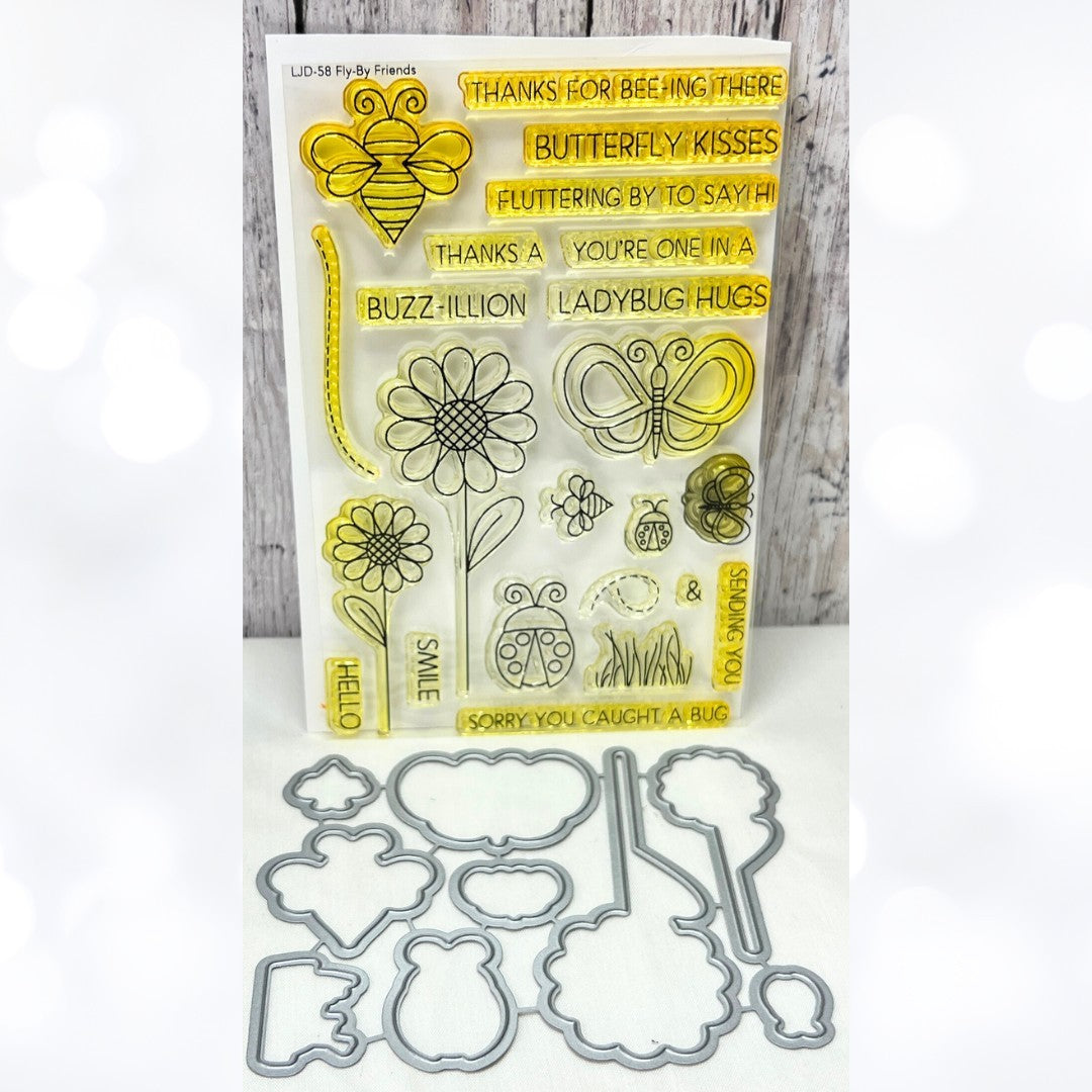 My Favorite Things FLY BY FRIENDS Butterfly Bee Bugs Rubber Stamps Dies