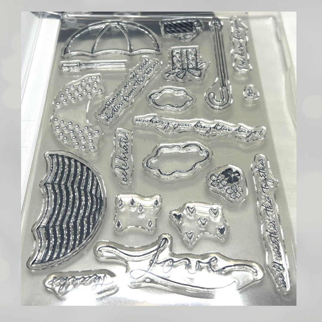 Stampin Up WEATHER TOGETHER Umbrella Wedding Shower Rubber Stamps Framelits Dies