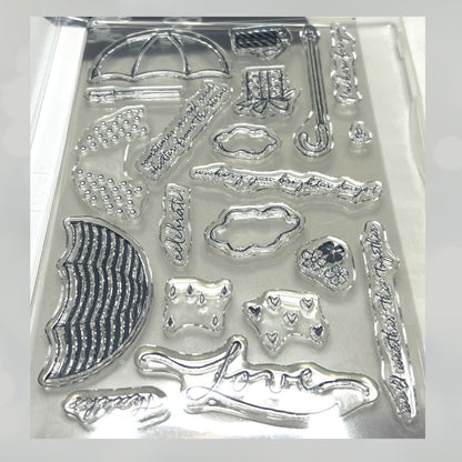 Stampin Up WEATHER TOGETHER Umbrella Wedding Shower Rubber Stamps Framelits Dies