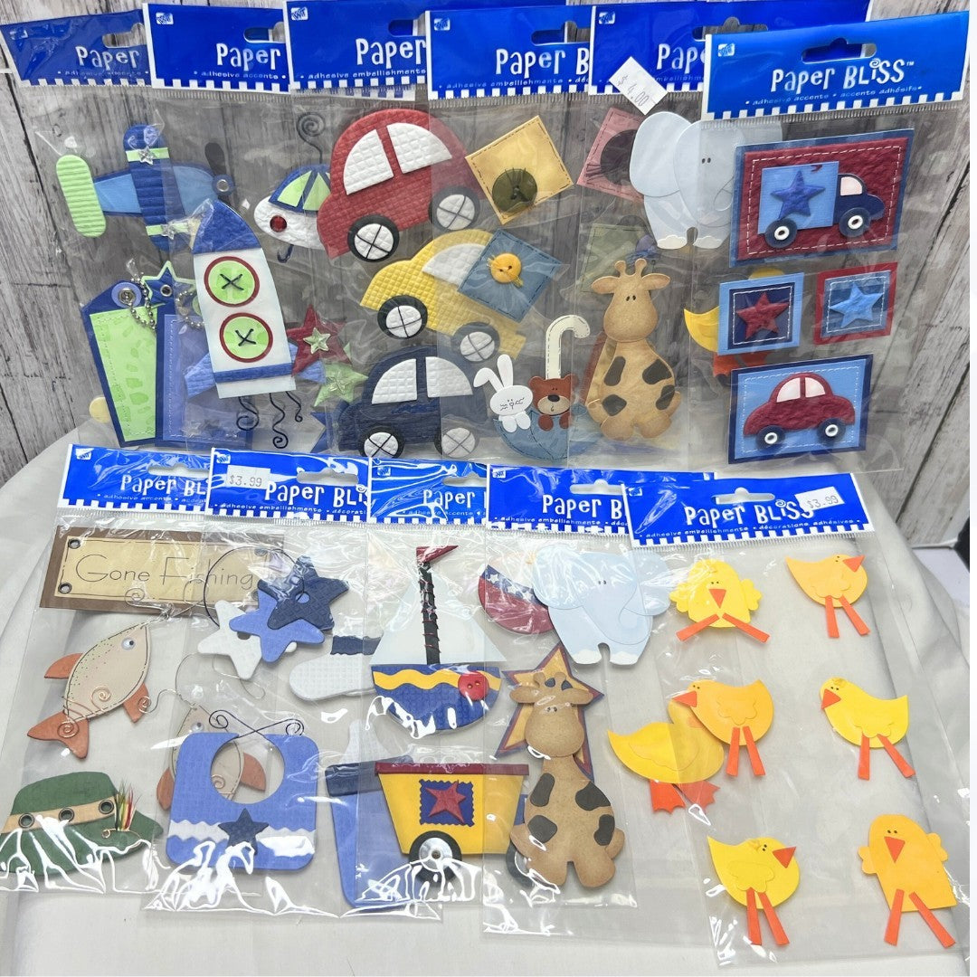 Paper Bliss BOYS Baby Boy Children Kids Craft Stickers Lot of 11
