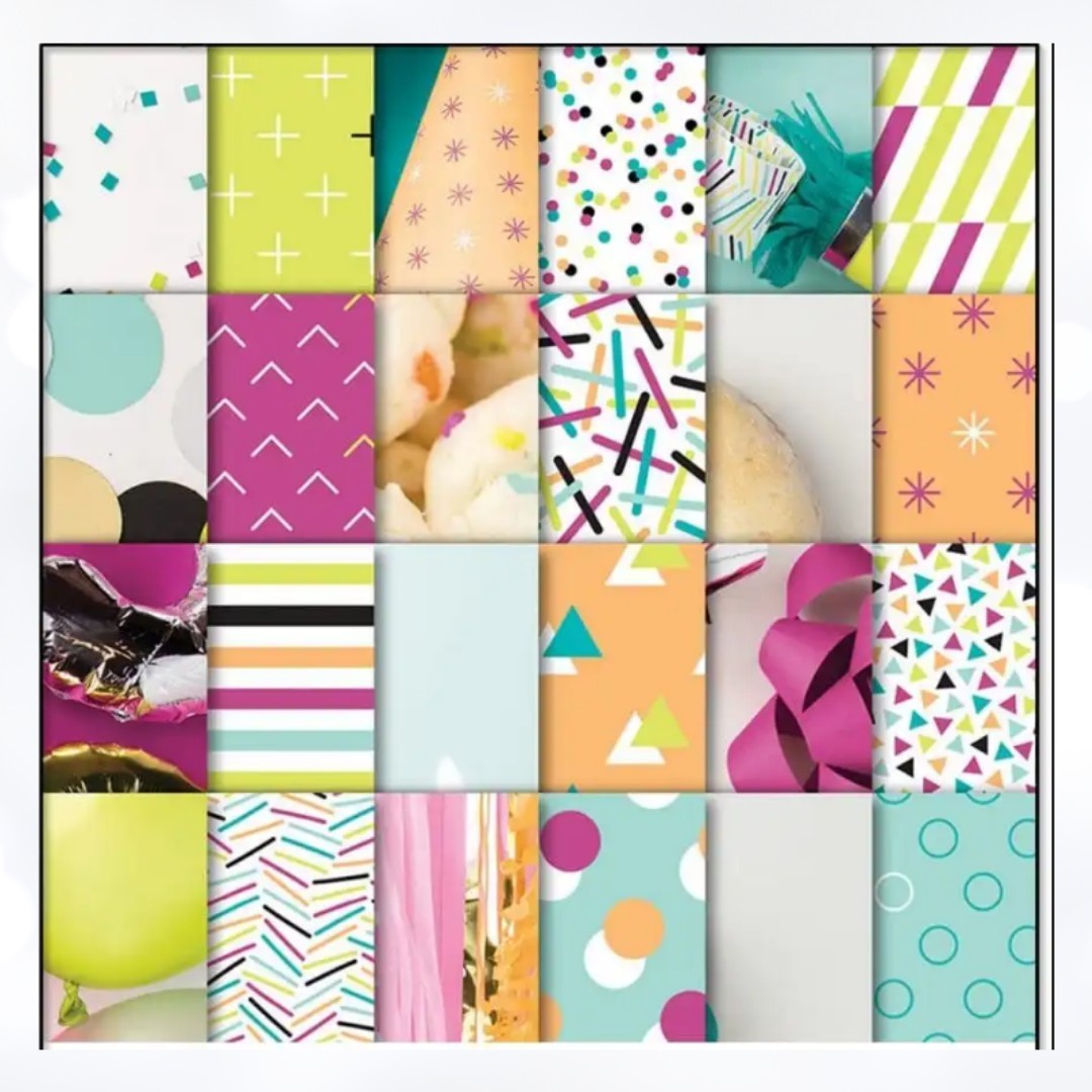 Stampin Up PICTURE PERFECT PARTY Birthday 6x6 DSP Cardstock Paper Lot of 2