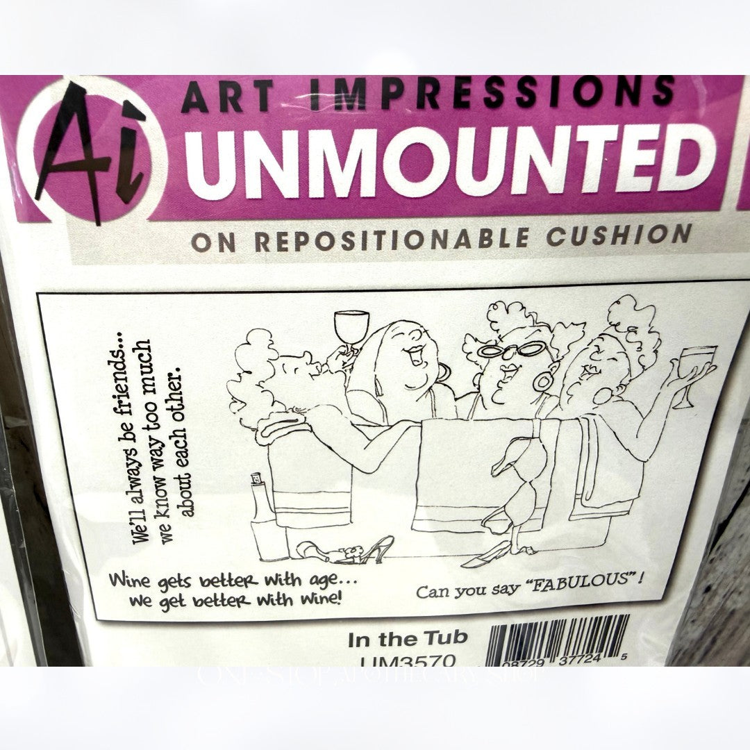 Art Impressions Girlfriends WINE TASTERS In the Tub Funny Rubber Stamps Lot