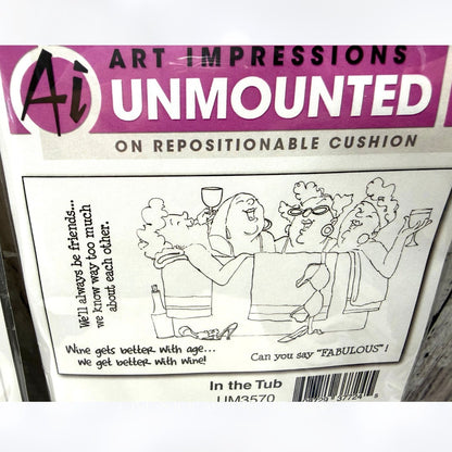 Art Impressions Girlfriends WINE TASTERS In the Tub Funny Rubber Stamps Lot