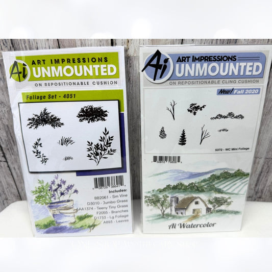 Art Impressions FOLIAGE Set & Mini Foliage Watercolor Rubber Stamps