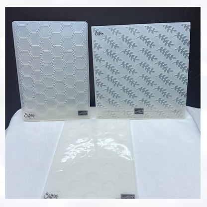 Stampin Up HONEYCOMB Climbing Vine Large Dots Embossing Folders Lot of 3