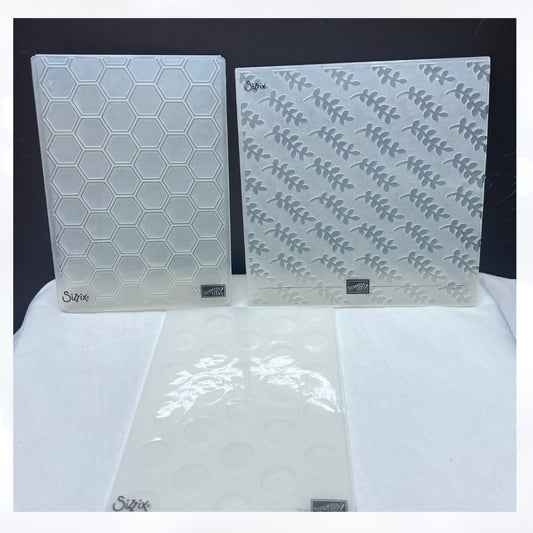 Stampin Up HONEYCOMB Climbing Vine Large Dots Embossing Folders Lot of 3