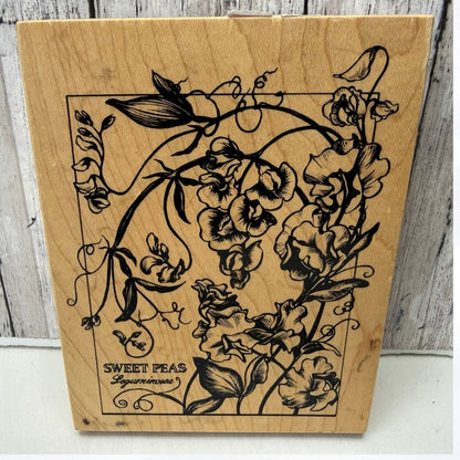 PSX SWEET PEAS Botanical Flower Floral K-2580 Rubber Stamp