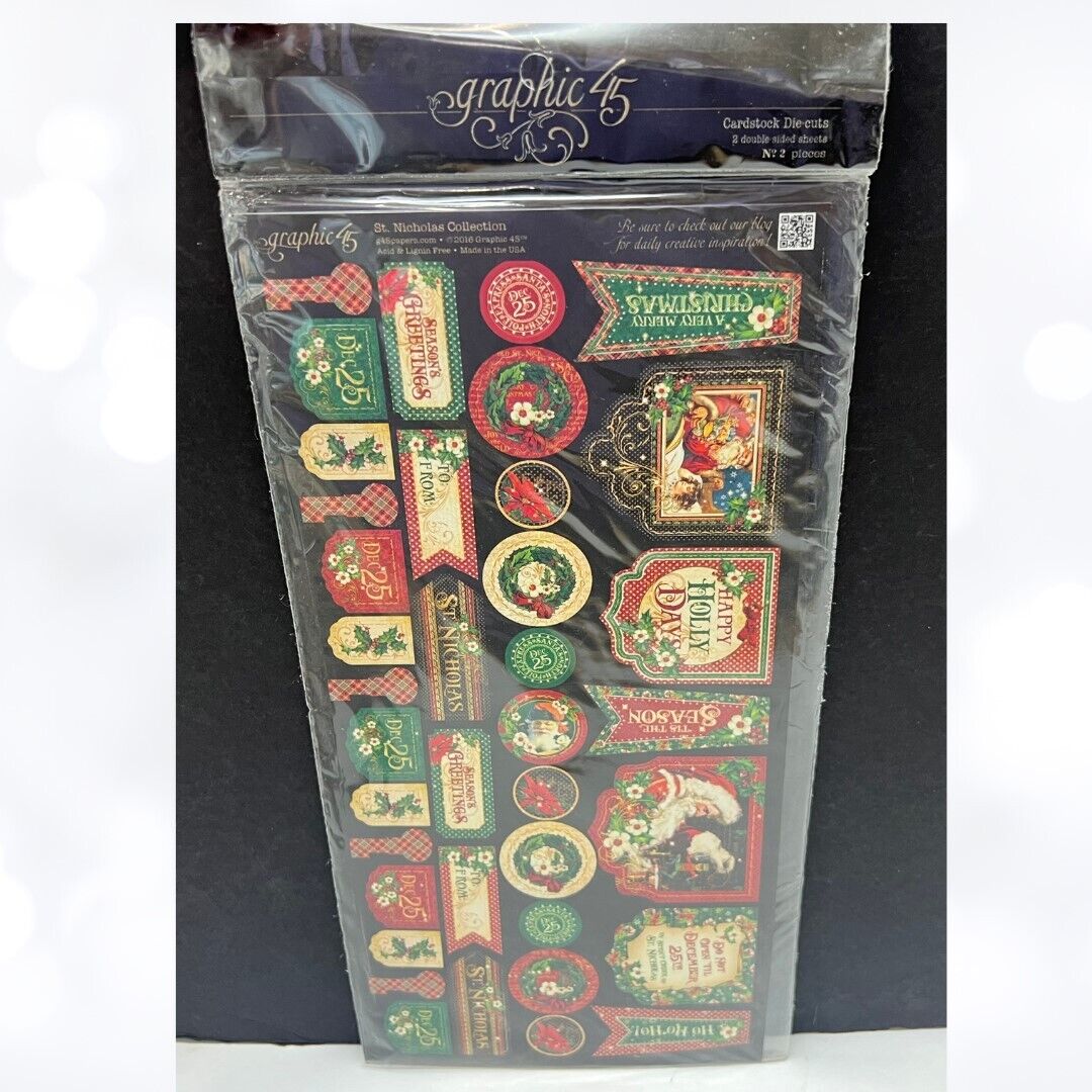 Graphic 45 ST NICHOLAS Christmas Past 12x12 Paper Chipboard Die-Cuts Kit