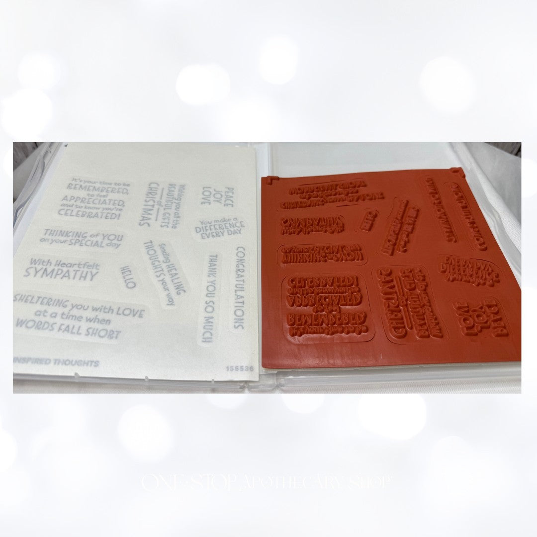 Stampin Up INSPIRED THOUGHTS Greetings Sentiments Canopy Rubber Stamps Dies