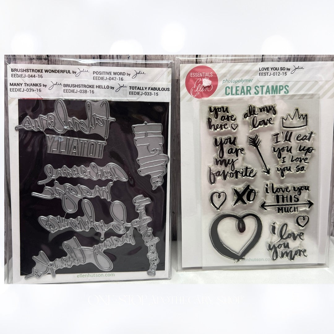 Ellen Hutson LOVE YOU SO Words Sayings Valentines Rubber Stamps Dies