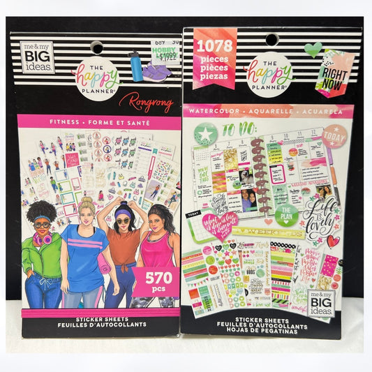 The Happy Planner FITNESS & WATERCOLOR Stickers Set of 2