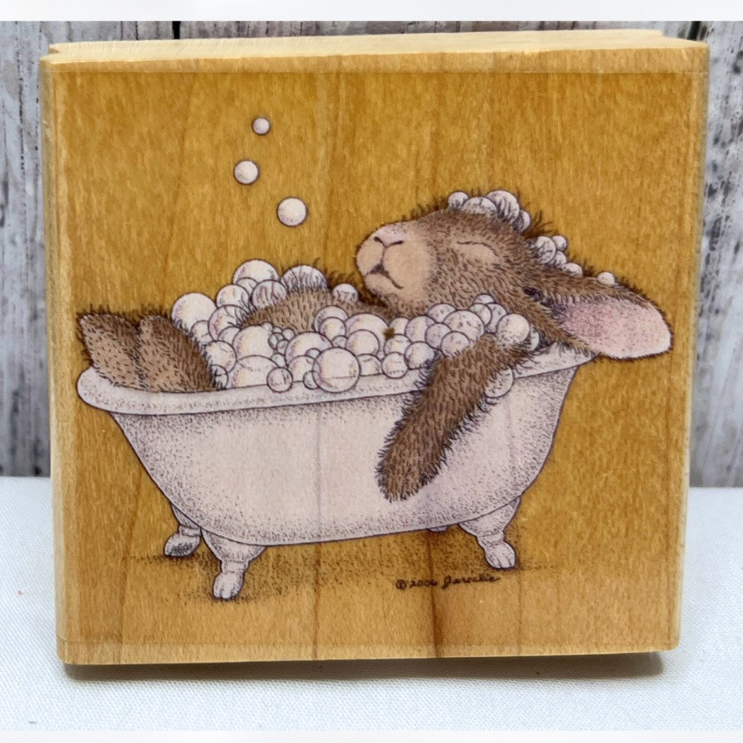 House Mouse RELAXING BUBBLES Bath Hoppers Rabbit Bunny Rubber Stamp