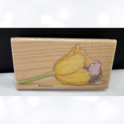 House Mouse FLOWER BED Tulip Flowers Mice Rubber Stamp