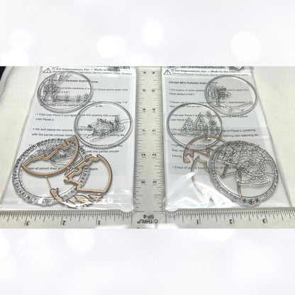 Art Impressions CIRCLET MINI TRYFOLDS Christmas Sleigh Ride Rubber Stamps Dies