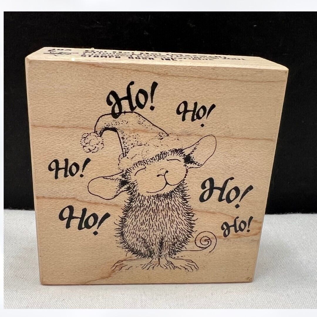 House Mouse HO HO HO Christmas Santa Rubber Stamp