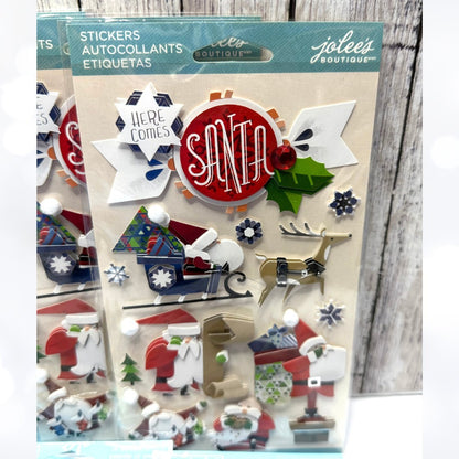 Jolee's Boutique CHRISTMAS Holiday Santa Skiing Ski Trip Crafting Stickers Lot