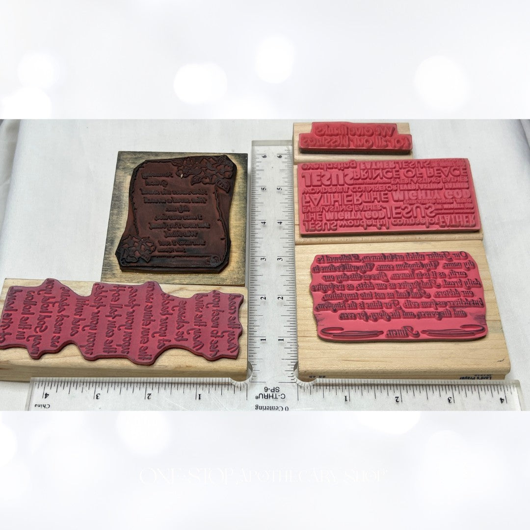 Bible Journaling RELIGIOUS Lord's Prayer Amazing Grace Rubber Stamps Lot of 5