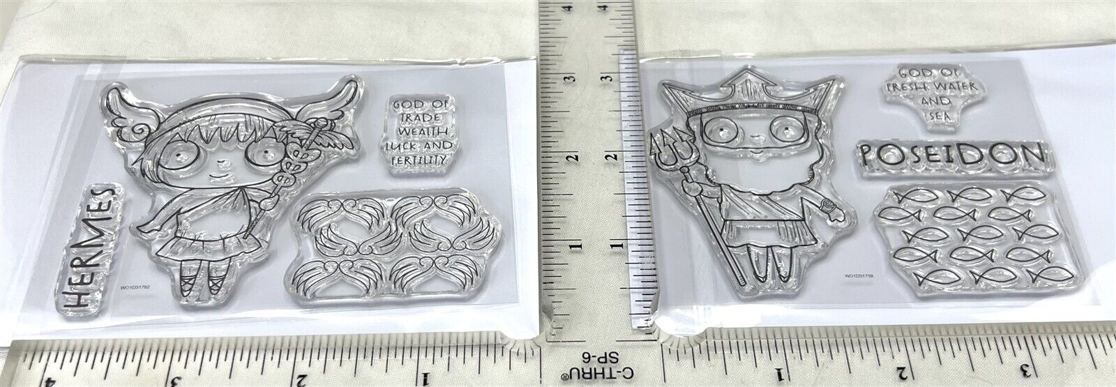 Aall & Create POSEIDON Hermes Gods Mythology Greek 3x4 Rubber Stamps Lot of 2