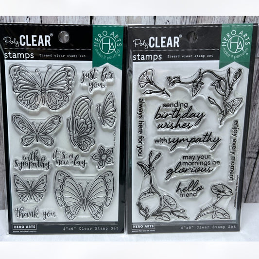 Hero Arts MORNING GLORY New Day Butterflies Butterfly Rubber Stamps
