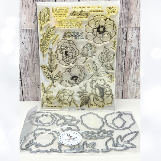 Simon Says Stamp DELICATE FLOWERS Floral 6x8 Rubber Stamps Dies