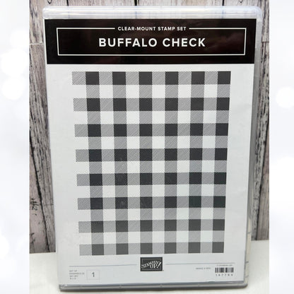 Stampin Up BUFFALO CHECK Plaid Background Rubber Stamp