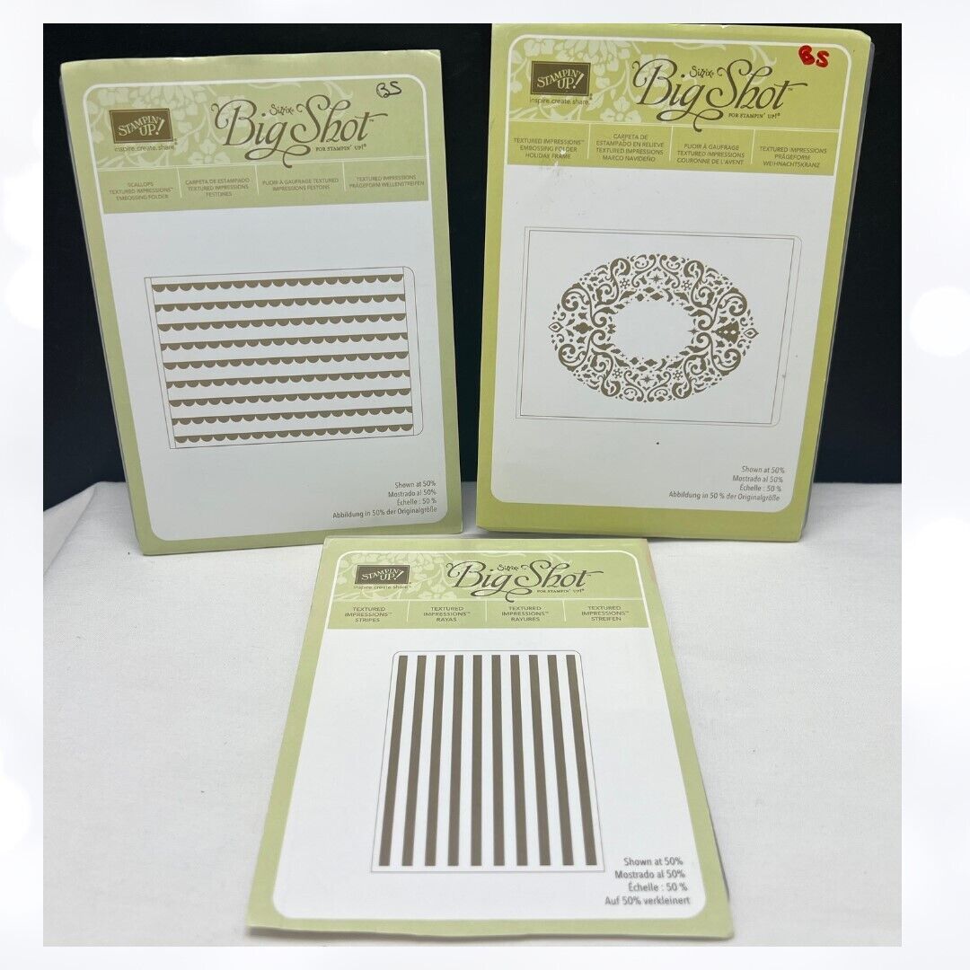 Stampin Up EMBOSSING FOLDERS Holiday Frame Stripes Scallops Lot of 3