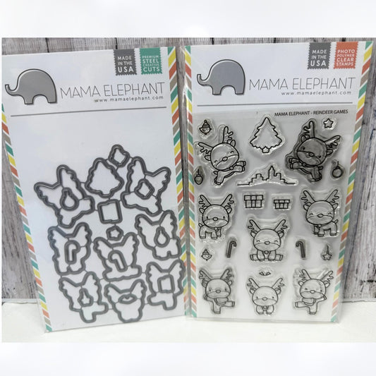 Mama Elephant REINDEER GAMES Christmas Rubber Stamps Dies