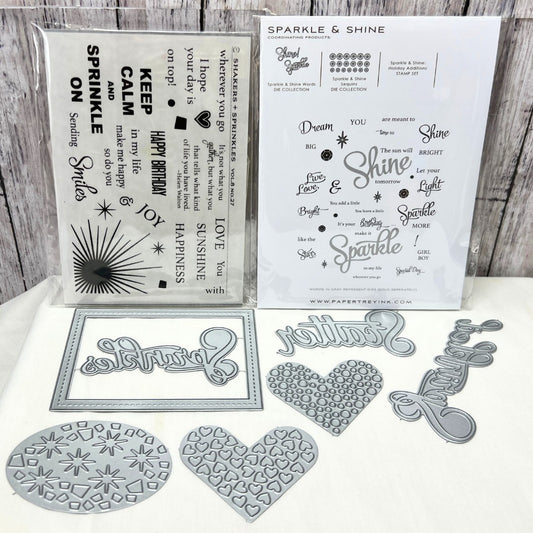 Papertrey Ink SHAKERS & SPRINKLES Sparkle & Shine Rubber Stamps Dies Lot