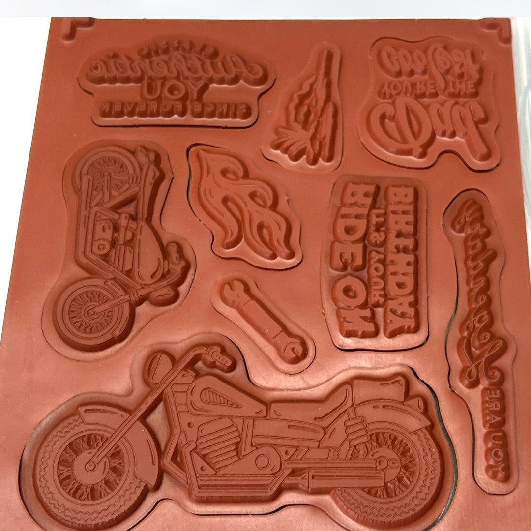 Stampin Up LEGENDARY RIDE Motorcycle Biker Fathers Day Rubber Stamps