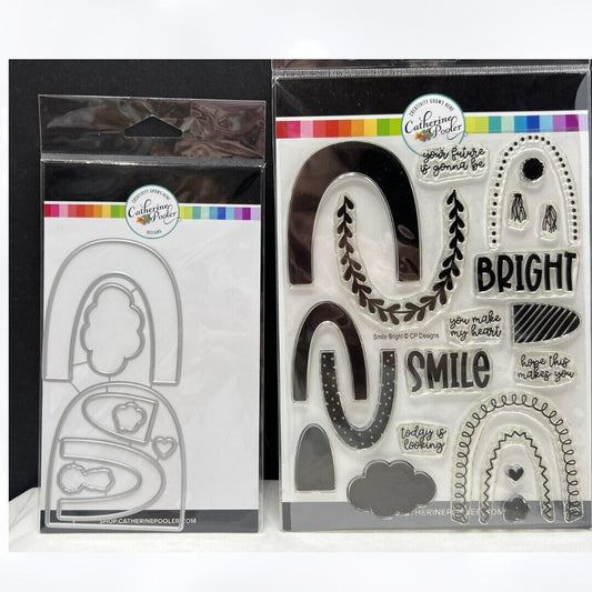 Catherine Pooler SMILE BRIGHT Rainbow 6x8 Rubber Stamps Dies