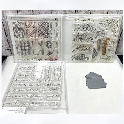 Papertrey Ink VINTAGE PICNIC Basket Sentiments Rubber Stamps Die