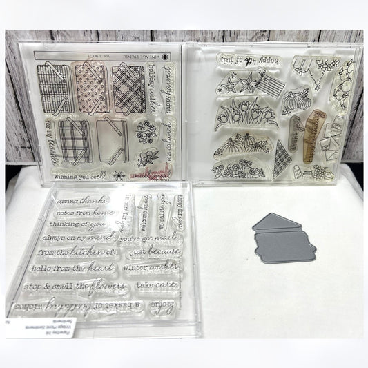 Papertrey Ink VINTAGE PICNIC Basket Sentiments Rubber Stamps Die