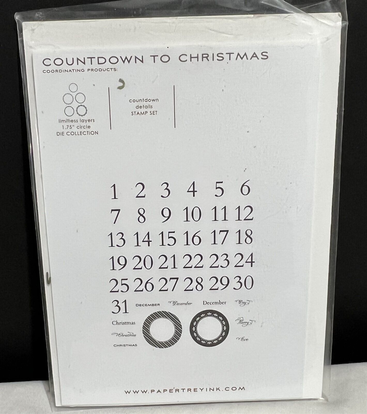 Papertrey Ink COUNTDOWN TO CHRISTMAS Advent Calendar Numbers Rubber Stamps