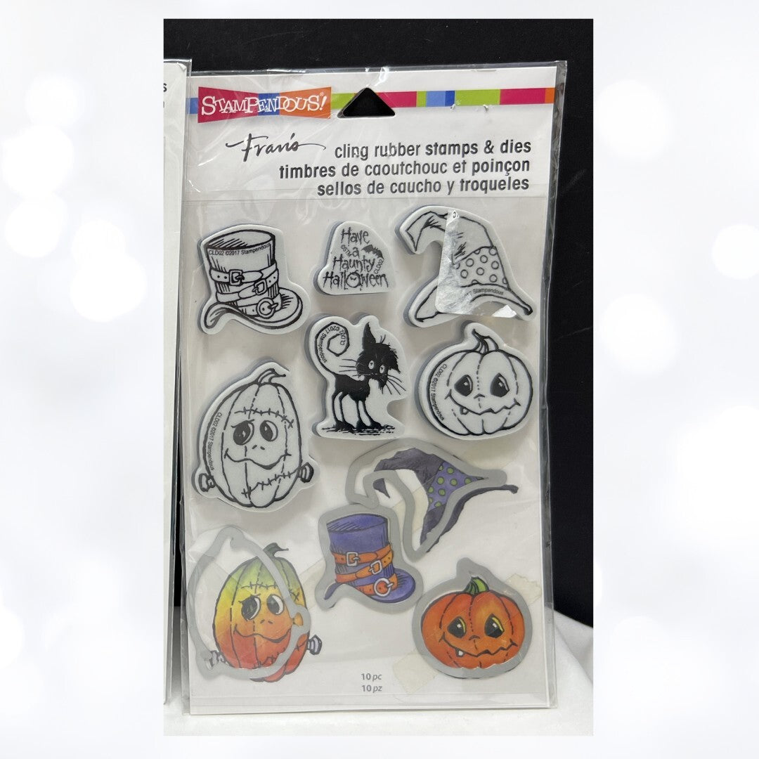 Stampendous HALLOWEEN HATS Steampunk Pumpkins Rubber Stamps Dies
