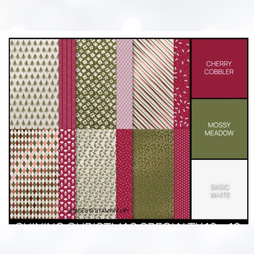 Stampin Up SHINING CHRISTMAS Specialty DSP 12x12 Cardstock Paper 12 Sheets