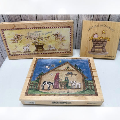Stamps Happen CHRISTMAS Heidi Satterberg Religious Nativity Rubber Stamps 