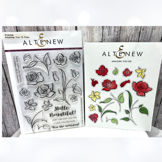 Altenew AMAZING YOU Flowers Floral 6x8 Rubber Stamps Dies