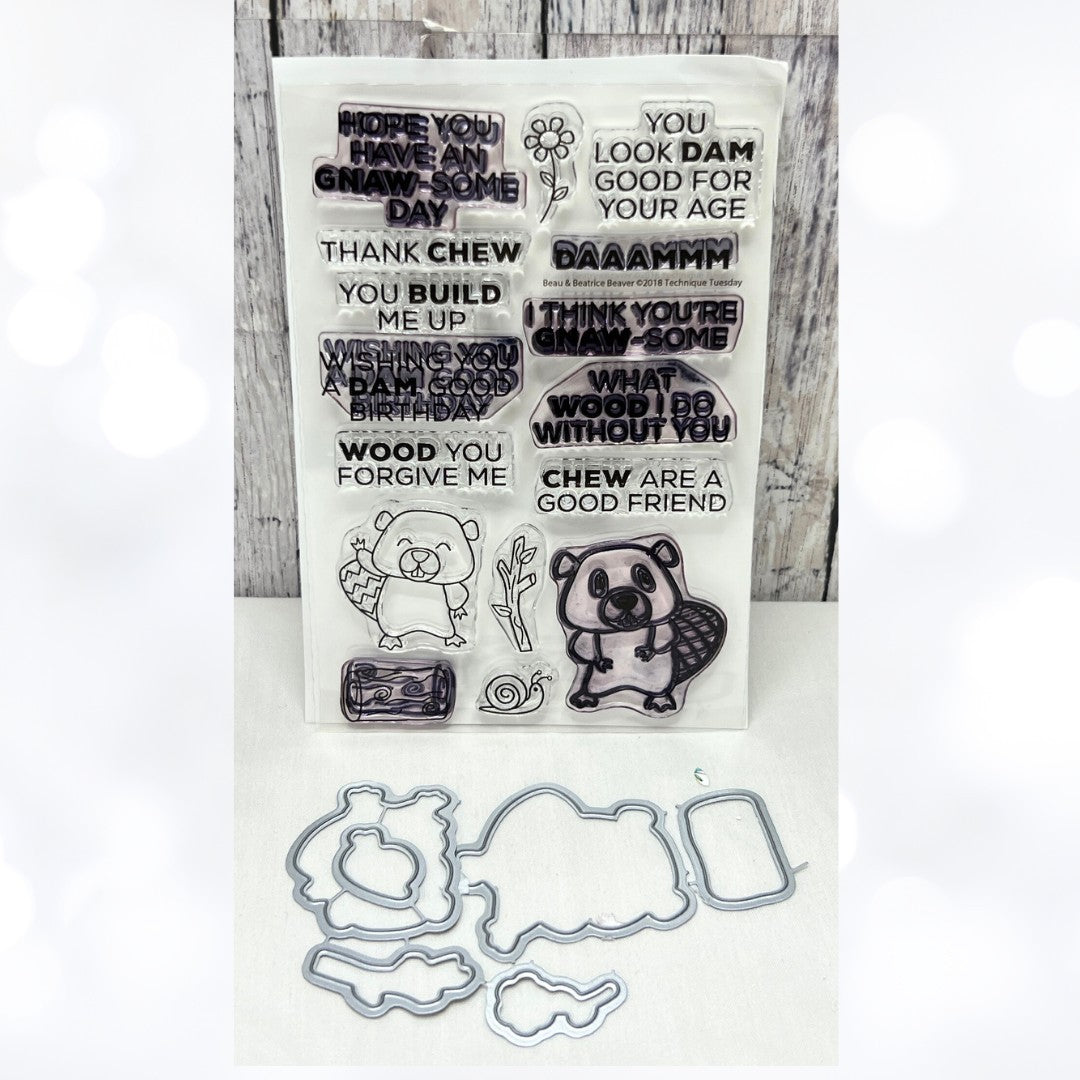 Technique Tuesday BEAU & BEATRICE BEAVER Funny Rubber Stamps Dies