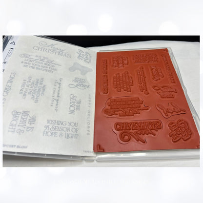 Stampin Up BRIGHTEST GLOW Christmas Greetings Rubber Stamps AS IS**