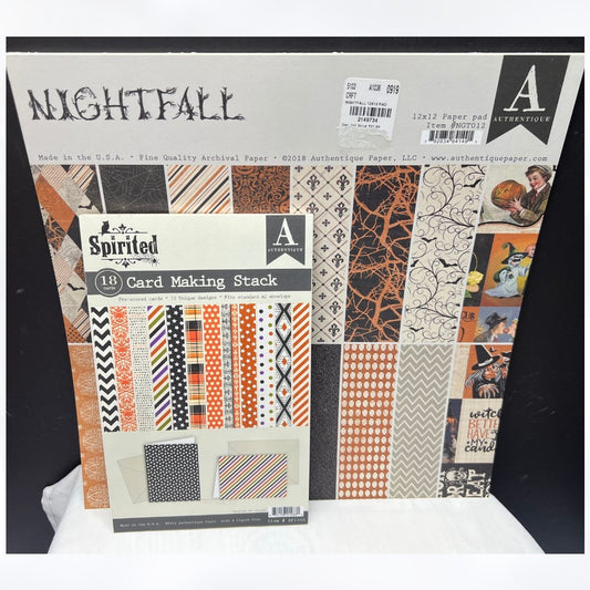 Authentique NIGHTFALL Spirited Halloween 12x12 Cardstock Card Making Kit