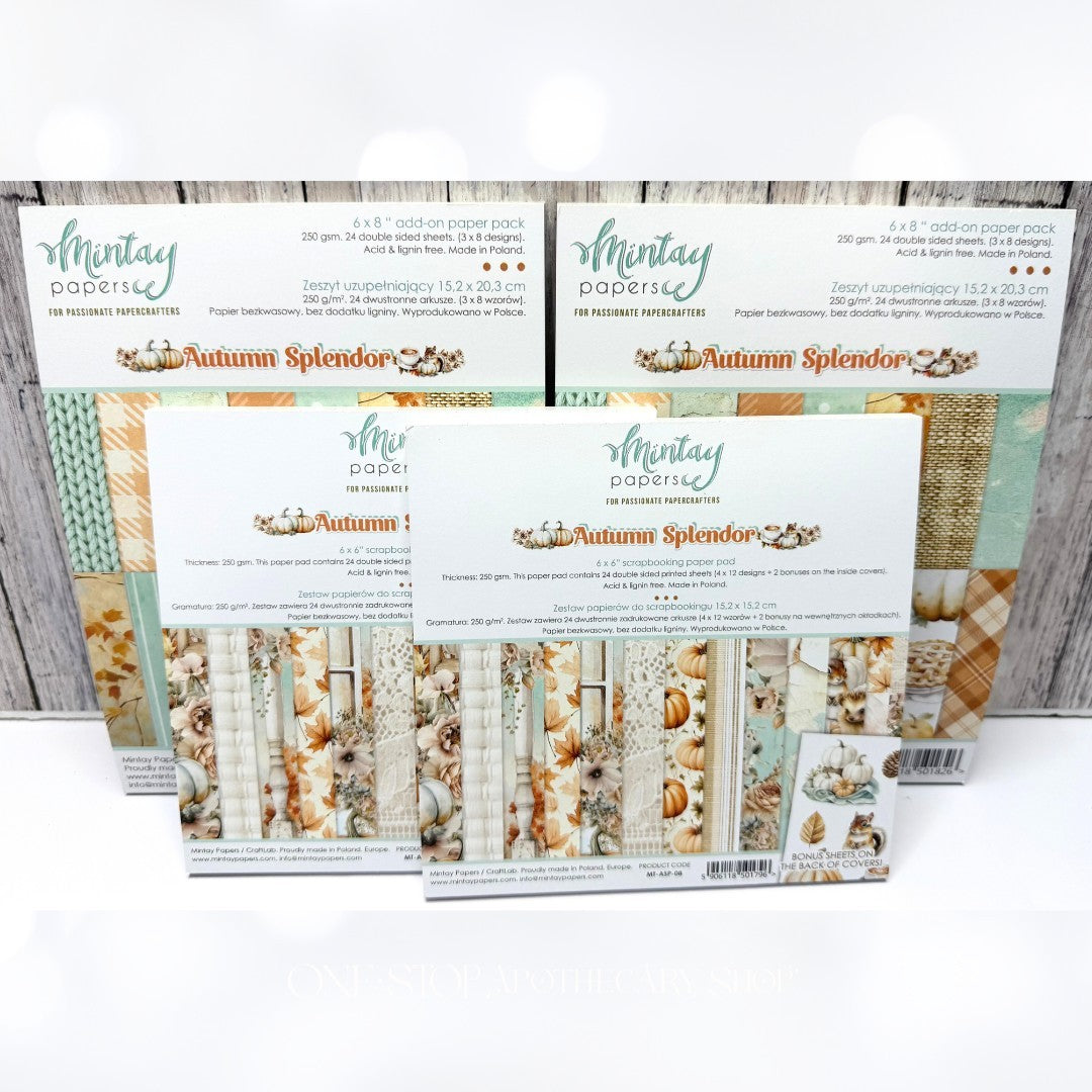 Mintay AUTUMN SPLENDOR Fall Critters Paper Cardstock 6x8 6x6 Lot of 4