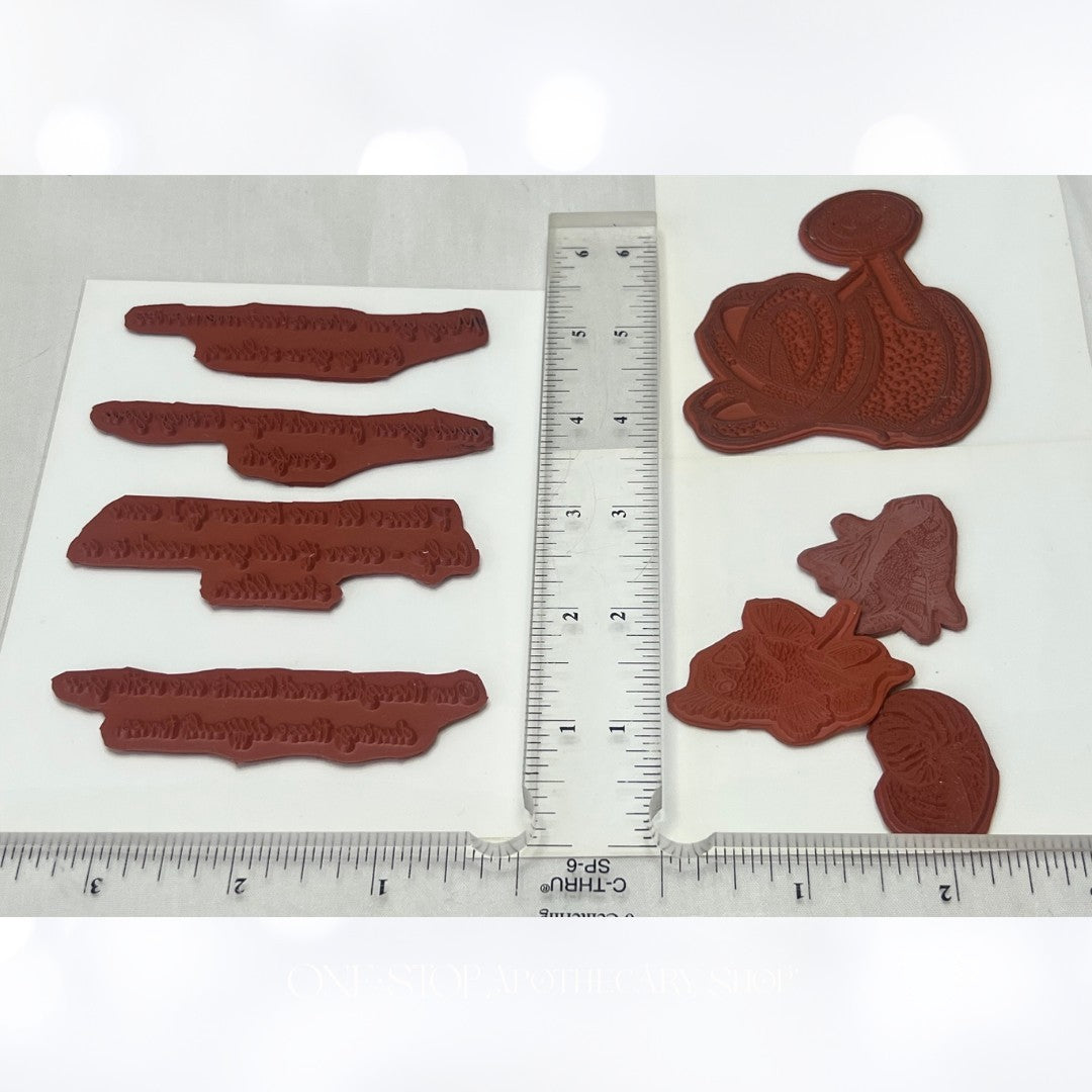 Kristal Clear Impressions SEA OCEAN Flowers Fish Unmounted Red Rubber Stamps Lot