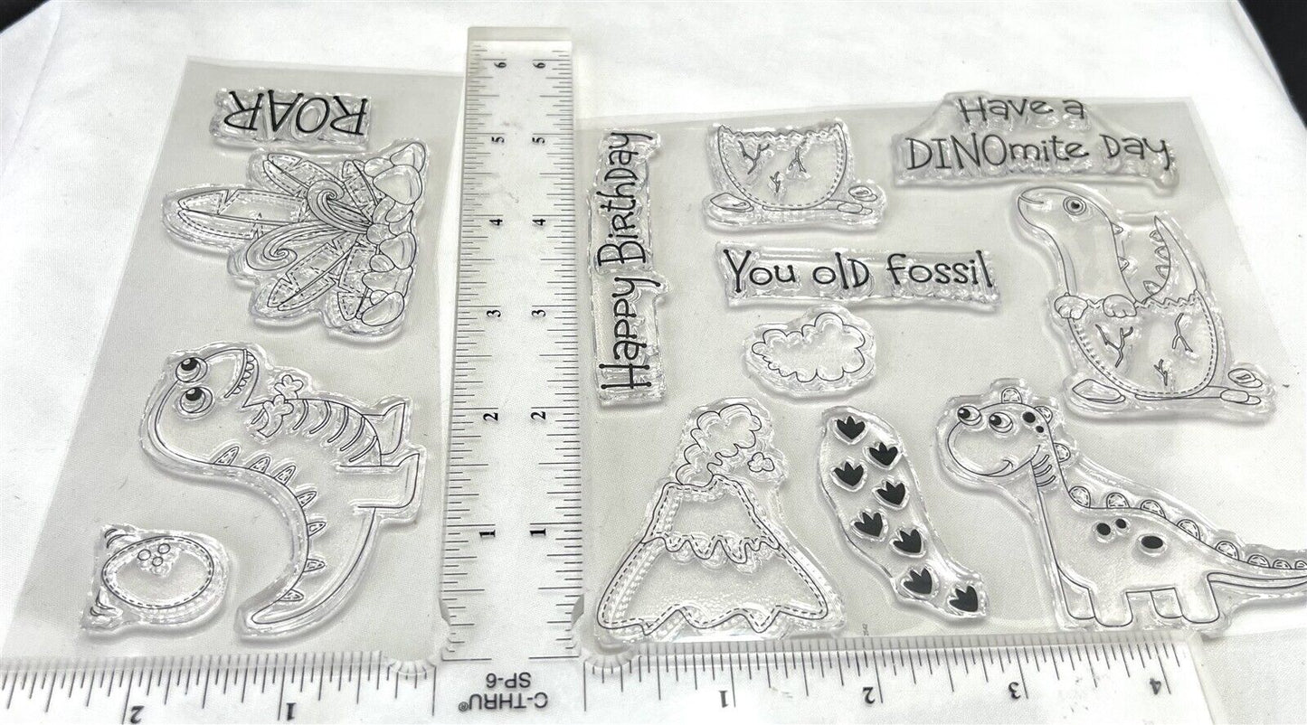 Creative Expressions DINOSAUR Friends Prehistoric Birthday Rubber Stamps Lot