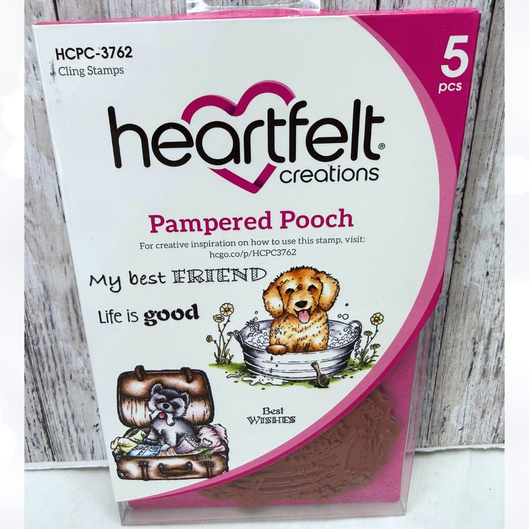 Heartfelt Creations PAMPERED POOCH Dogs Puppy Rubber Stamps