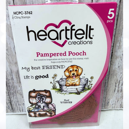 Heartfelt Creations PAMPERED POOCH Dogs Puppy Rubber Stamps