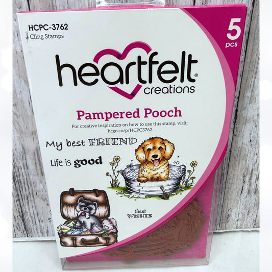 Heartfelt Creations PAMPERED POOCH Dogs Puppy Rubber Stamps