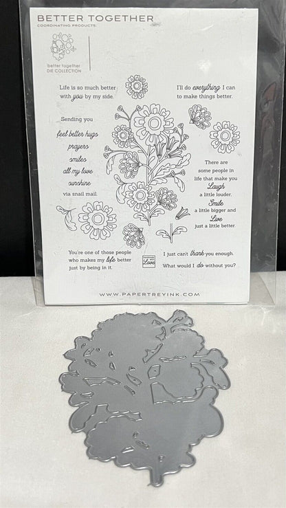 Papertrey Ink BETTER TOGETHER Flowers Floral Rubber Stamps Die Set Rare