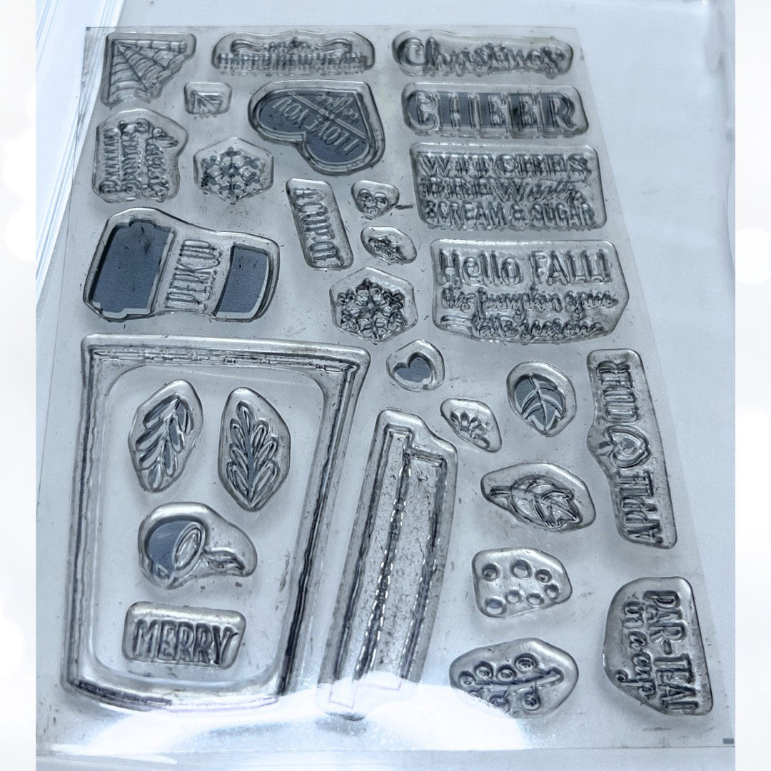 Stampin Up MERRY CAFE Coffee Christmas Halloween Rubber Stamps