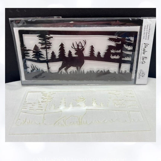 Maker Forte DEER TO ME Scene Nature Landscape Trees Rubber Stamp Stencil